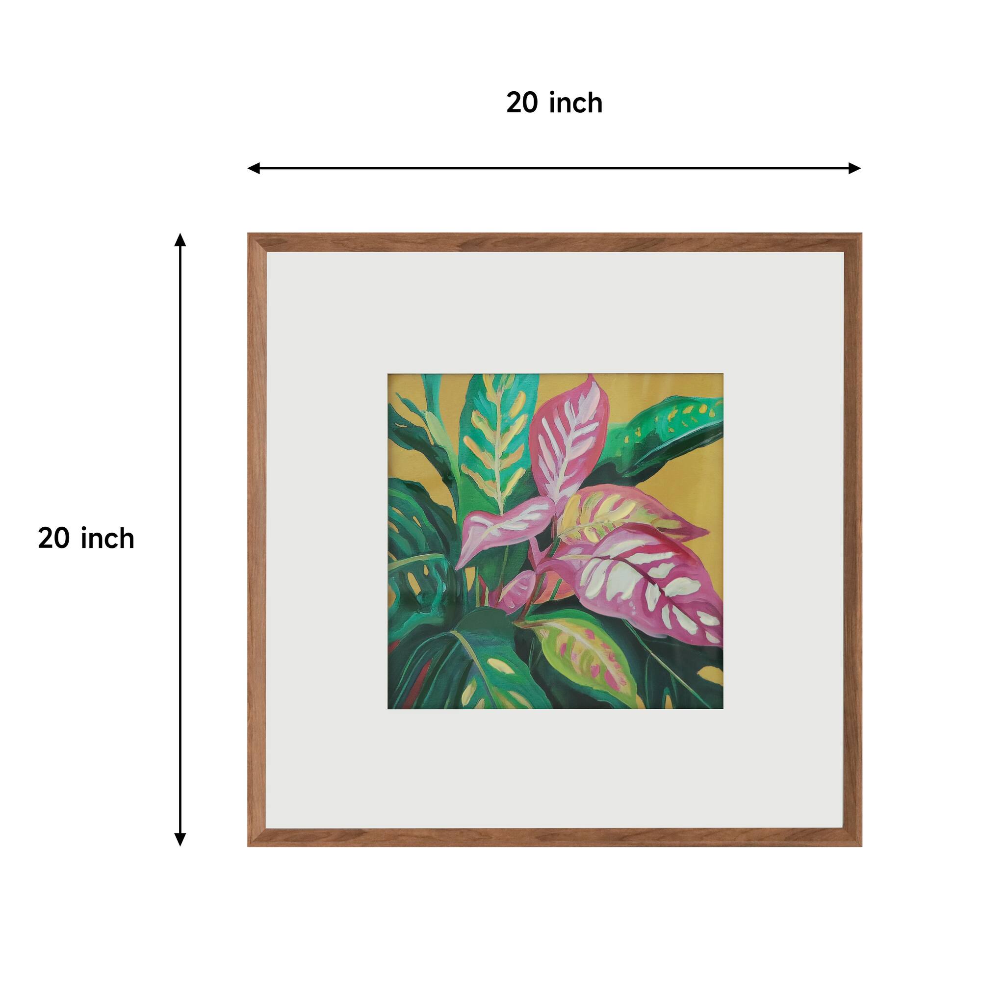 20" x 20" Vibrant Jungle Leaves Wall Décor in Woodgrain Frame by Ashland®